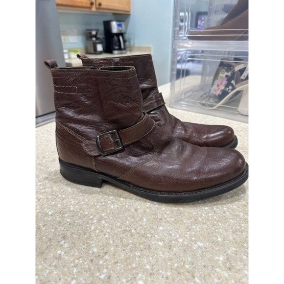 Venturini Men's Leather Brown Zip Buckle Ankle Boots. Size 13 - Picture 4 of 4